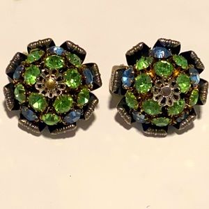 Rare Vintage Napier clip on rhinestone earrings